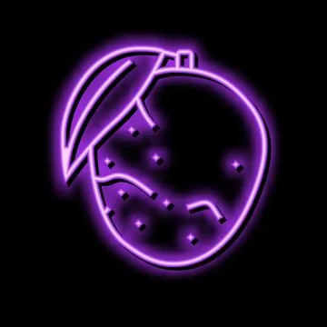 Ripe mango leaf neon glow icon illustration Stock Illustration