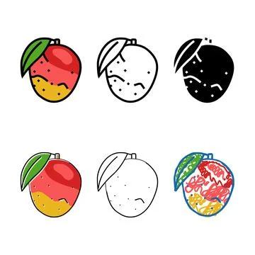 Ripe mango leaf variations color icon vector Stock Illustration