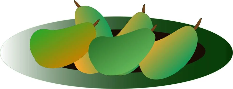 Ripe mango on a plate Stock Illustration