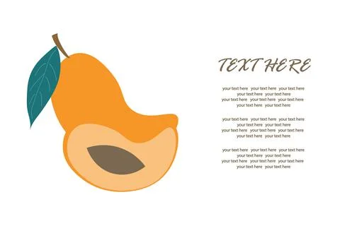 Ripe mango with a slice in a cut on an isolated background for an inscription Stock Illustration