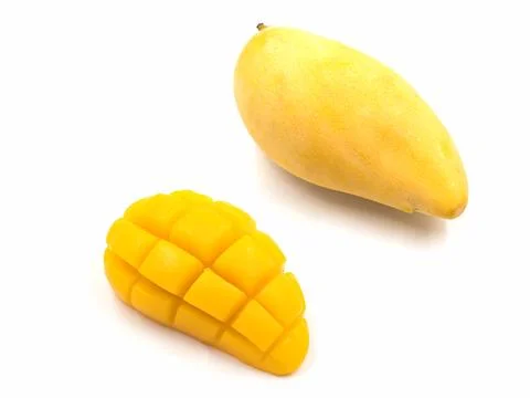 Ripe mango on white background. Stock Photos