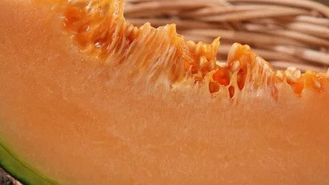Ripe melons in a basket Stock Footage 334862423