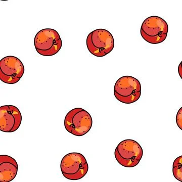 Ripe nectarine vector seamless pattern Illustrazione stock