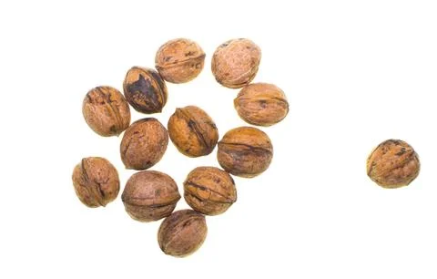 Ripe nuts on white background Foto stock