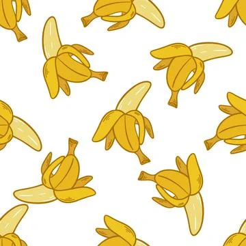Ripe opened bananas seamless pattern Stock Illustration
