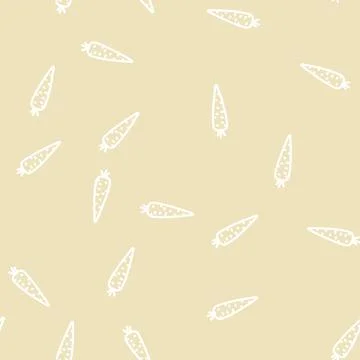 Ripe orange carrot line vector seamless pattern Stock Illustration