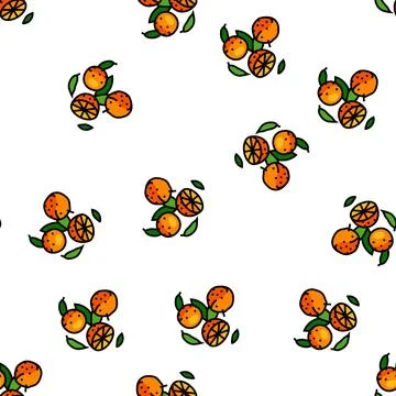 Ripe orange cut leaf vector seamless pattern Stock Illustration