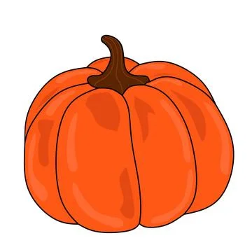 Ripe orange pumpkin, on a white background. Cucurbita pepo. Stock Illustration