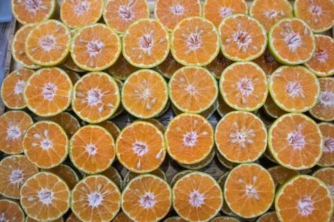 Ripe oranges with clipping path, Pattern backgrounds Foto stock