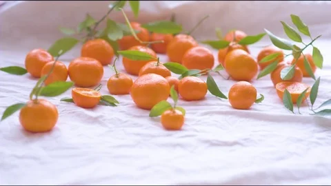 Ripe oranges kept on cloth Stock Footage 76140217