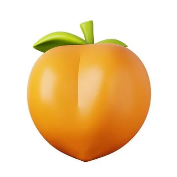 Ripe peach high quality 3D render illustration icon. Stock Illustration