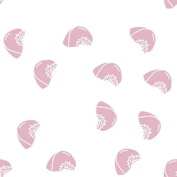 Ripe peach slice glyph seamless pattern Stock Illustration