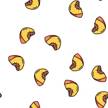 Ripe peach slice vector seamless pattern Stock Illustration