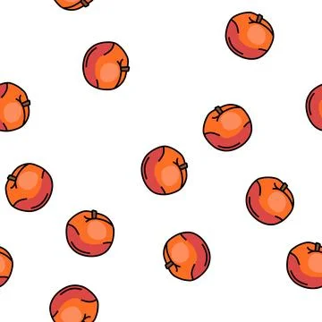 Ripe peach vector seamless pattern Stock Illustration