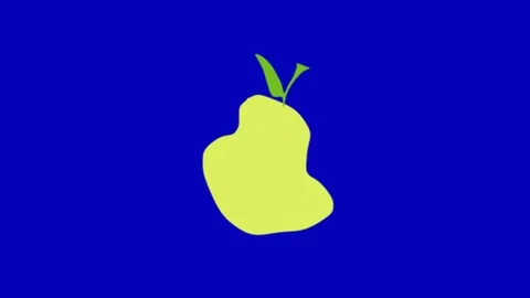 Ripe Pear Fruit Animation on Blue Screen Видео 345096547