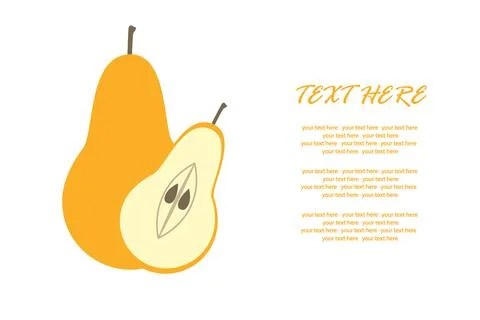Ripe pear with a slice in a cut on an isolated background for an inscription. Stock Illustration