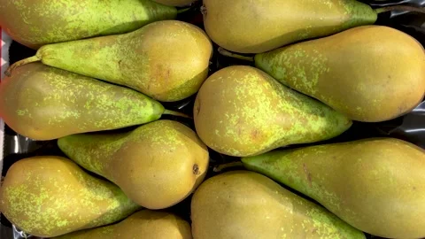 Ripe pears in box top view Stock Footage 278828279