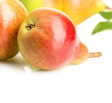 Ripe pears close-up as a background. Stock Photos