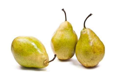 Ripe pears isolated on white background.  With clipping path. Stock Photos