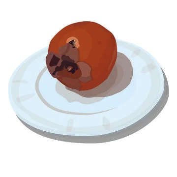 Ripe persimmon on a plate. Stock Illustration
