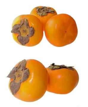 Ripe persimmons isolate on white background Stock Photos
