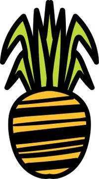 Ripe pineapple hand drawn vector illustration Stock Illustration