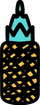 Ripe pineapple hand drawn vector illustration Stock Illustration