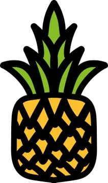 Ripe pineapple hand drawn vector illustration Stock Illustration