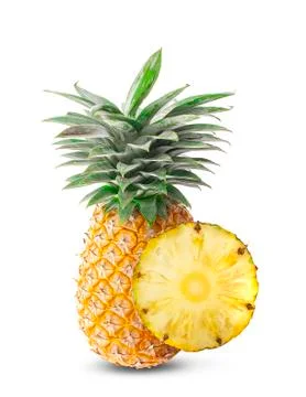 Ripe pineapple isolated on white Foto stock