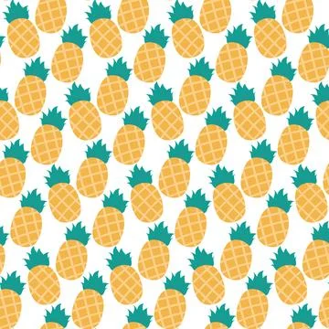 Ripe Pineapple with leaves Seamless pattern in trendy minimalism Summer tropical Stock Illustration