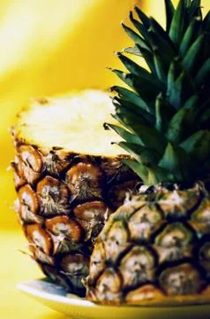 Ripe pineapple with slices Stock Photos