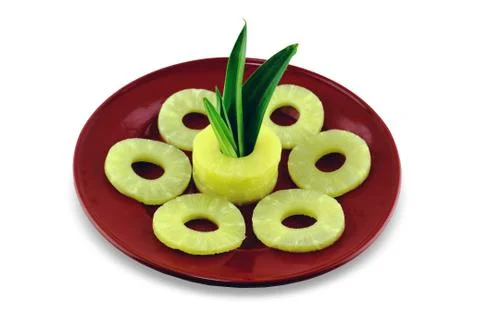 Ripe pineapple slices Stock Photos