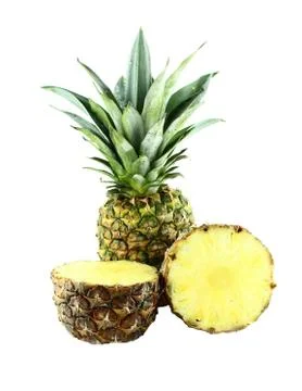 Ripe pineapple with slices Stock Photos