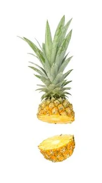 Ripe pineapple on a white background. Stock Photos