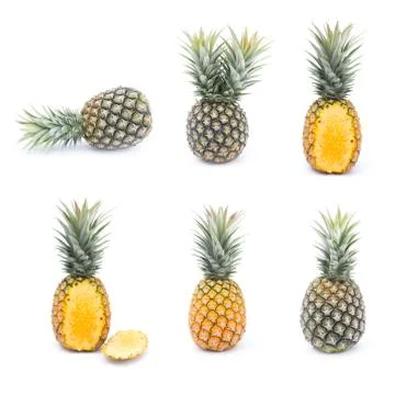 Ripe pineapples isolated on  white background Stock Photos