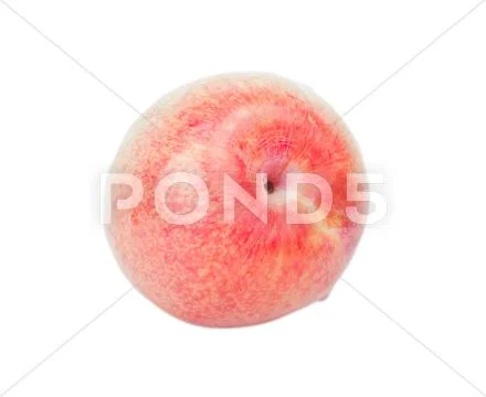 Ripe pink pluot isolated on white background. Stock Photos