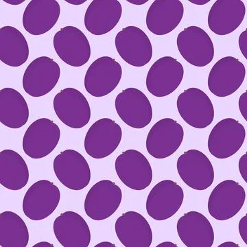 Ripe plums Seamless pattern in trendy purple shades. Healthy fruits eating cards Stock Illustration