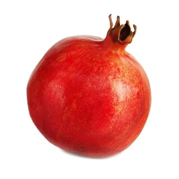 Ripe pomegranate fruit isolated on white background. Closeup. Stock Photos