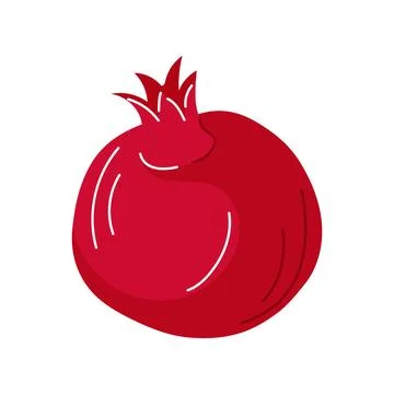 Ripe pomegranate single fruit in flat style isolated on a white background. Stock Illustration