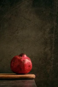 Ripe pomegranate on the table 스톡 사진