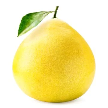 Ripe pomelo with leaf on a white background. Isolated Stock Photos