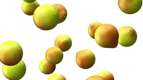 Ripe pomelos falling from the top rendered in UHD Stock Footage 266018351