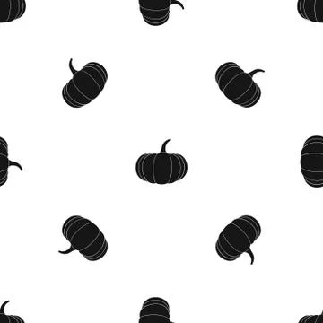 Ripe pumpkin pattern seamless black Stock Illustration