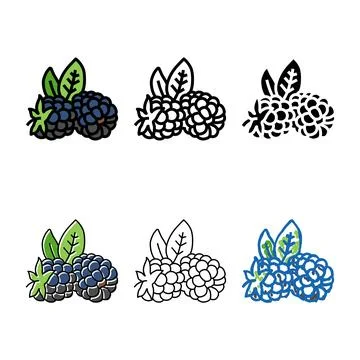 Ripe range blackberry leaf color icon vector Stock Illustration