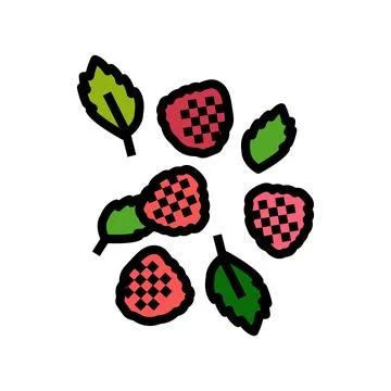 Ripe raspberry berries color icon vector illustration Stock Illustration