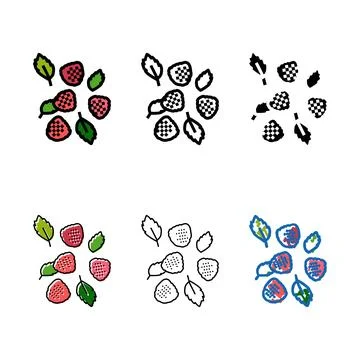 Ripe raspberry berries color variations icon vector Stock Illustration