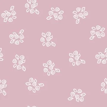 Ripe raspberry berries line seamless pattern Stock Illustration