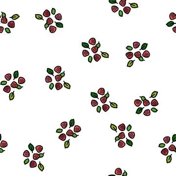 Ripe raspberry berries vector seamless pattern Stock Illustration