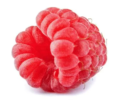 Ripe raspberry berry is isolated on a white background. full clipping path. Stock Photos