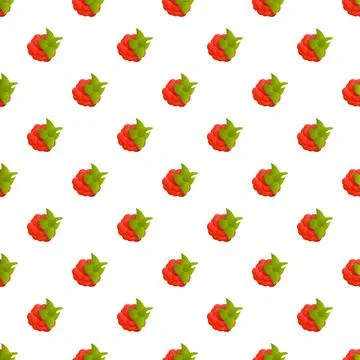 Ripe raspberry fruit seamless pattern background design Stock Illustration
